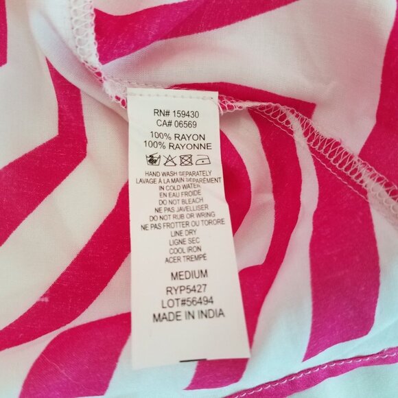 Elan Fuchsia Pink White Sleeveless Maxi Dress MEDIUM Sheer Spaghetti Straps - Picture 10 of 16